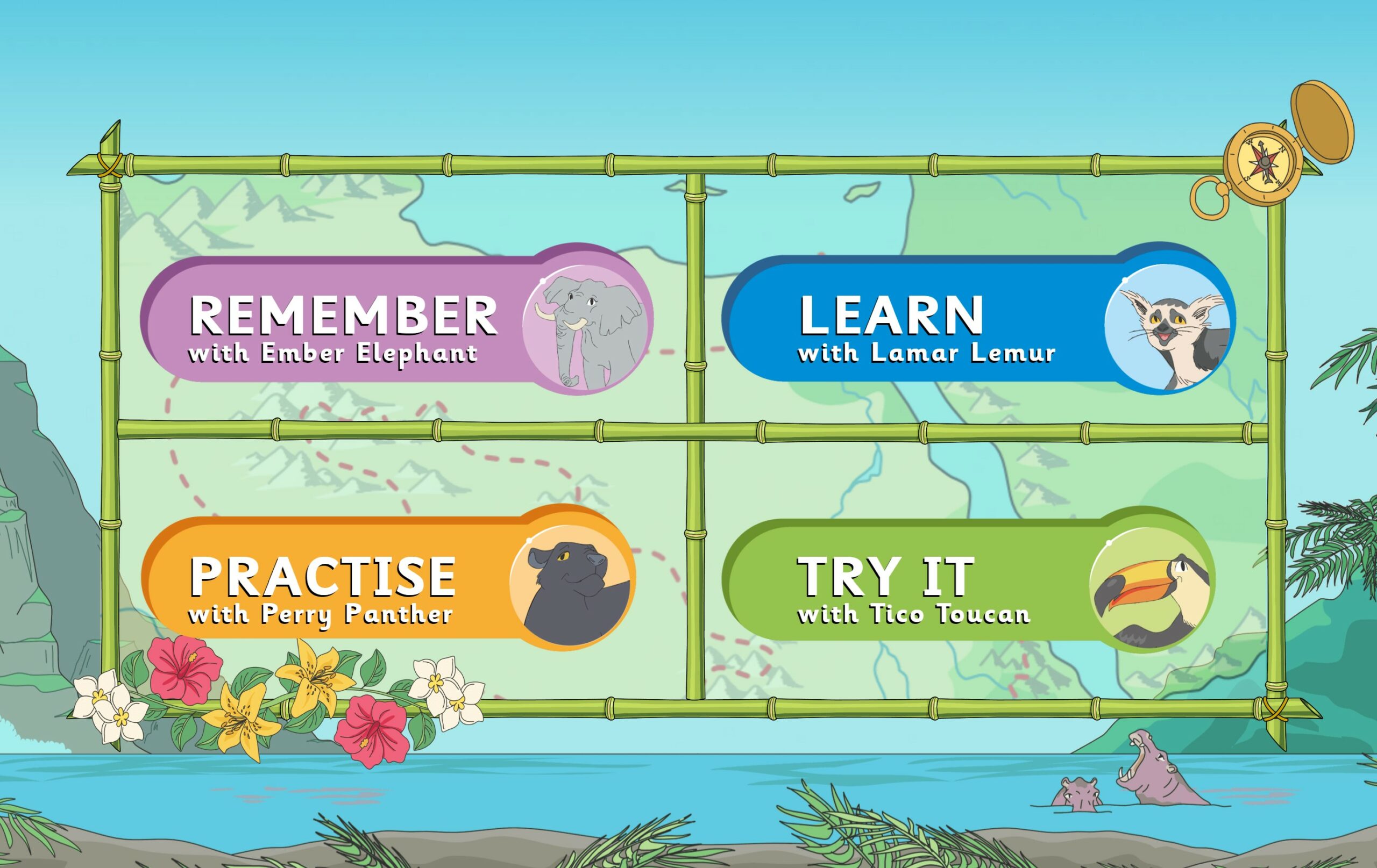 Spelling with the Jungle Club home screen